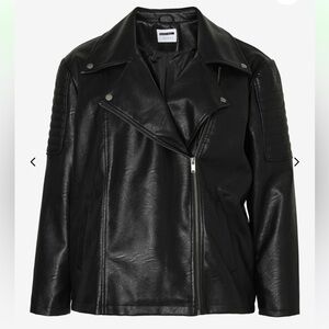 Noisy may Black Faux Leather Moto Jacket Women’s Size Small